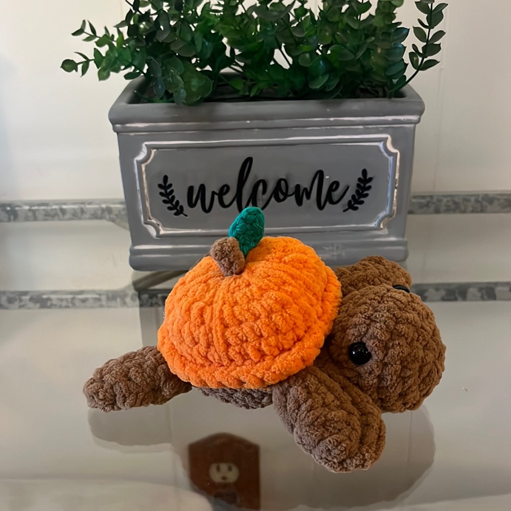 100% Handmade Crochet Pumpkin Turtle